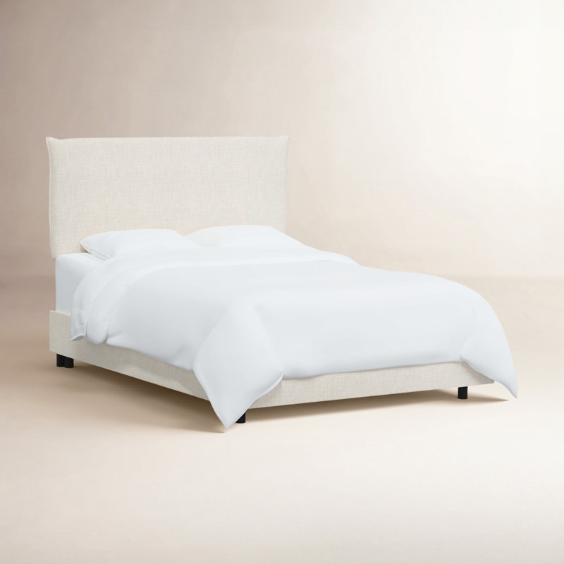 Lit tapissier standard à profil bas Bessinger, Grand, Lin classique talc
