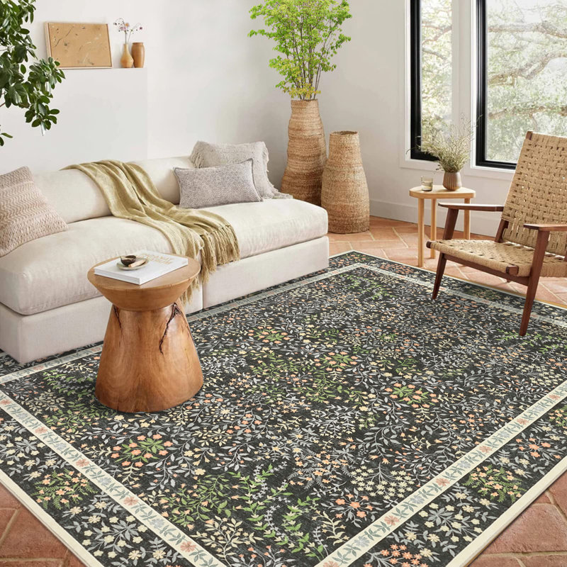Area Rugs for Living Room , Washable Area Rug Neutral Modern Abstract Bedroom Rug Soft Non Slip Low Pile Stain Resistant Indoor Carpet for Nursery Kids Dining Room Office