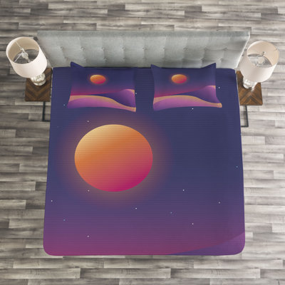 Abriyah Graphic Print & Text Bedspread with Pillow Shams Included