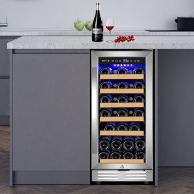 15" Wine Premium Refrigerator 31 Bottle Built-in Wine Cooler with Two Handle & Reversible Hinge