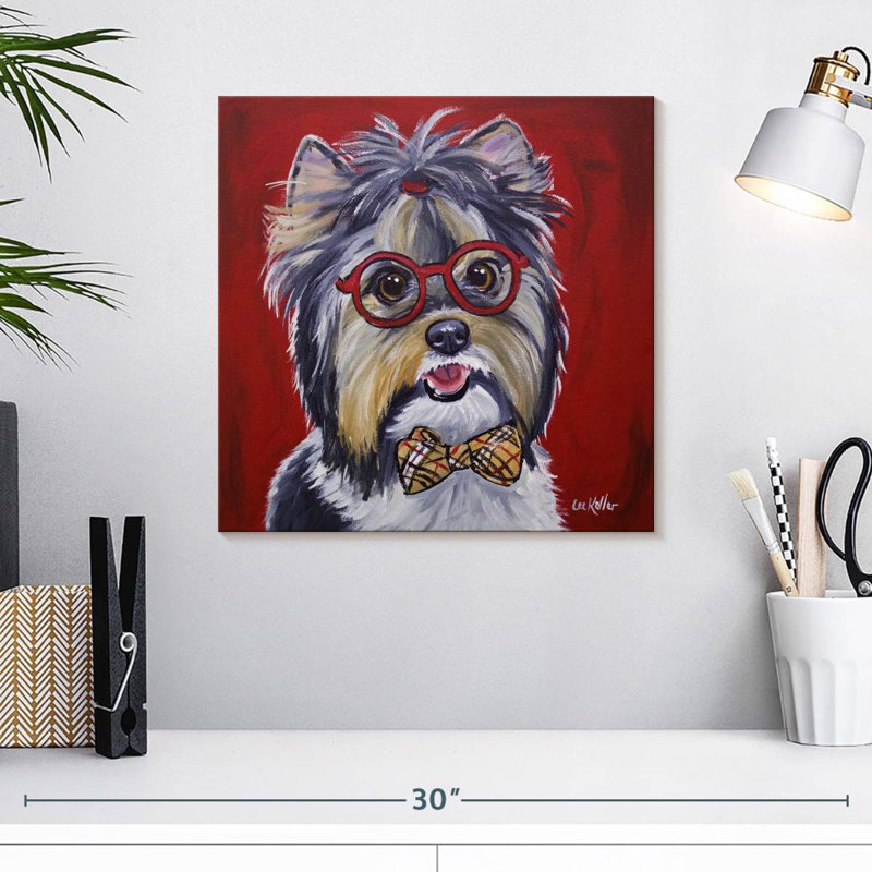 Crowle Yorkie lunettes et nœud papillon, H 16 po x l 16 po