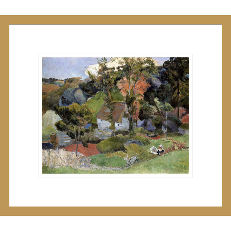 «Landscape at Pont Aven» par Paul Gauguin - Estampe numérique encadrée, H 13,75 po x l 15,86 po