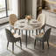 Round Dining Table And 4 Chairs Set, 5pcs Dining Room Sets For Restaurant Kitchen Office, 2-4 Seaters Marble Table And Light Khaki Microfiber Silicone Leather Kitchen Chairs Set Of 4-652617672-652617685