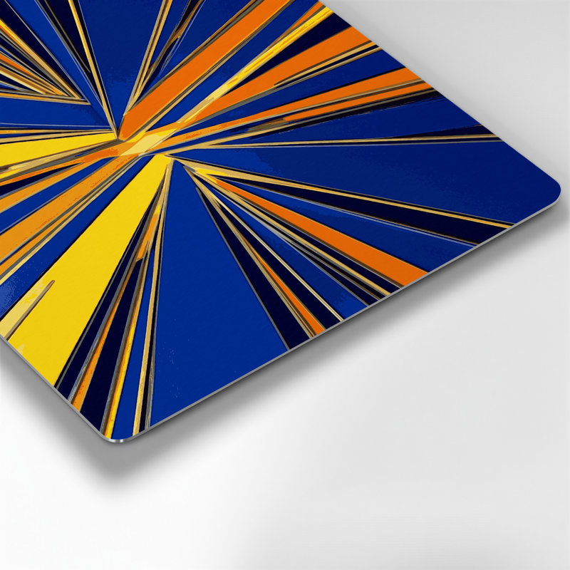 Hard Edge 3, art mural en métal bleu, H 12 po x l 12 po