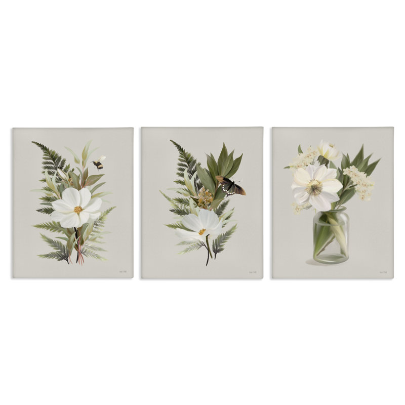 Ensemble de toiles 3 pièces Country Magnolia, conçu par House Fenway, H 14 po x l 11 po