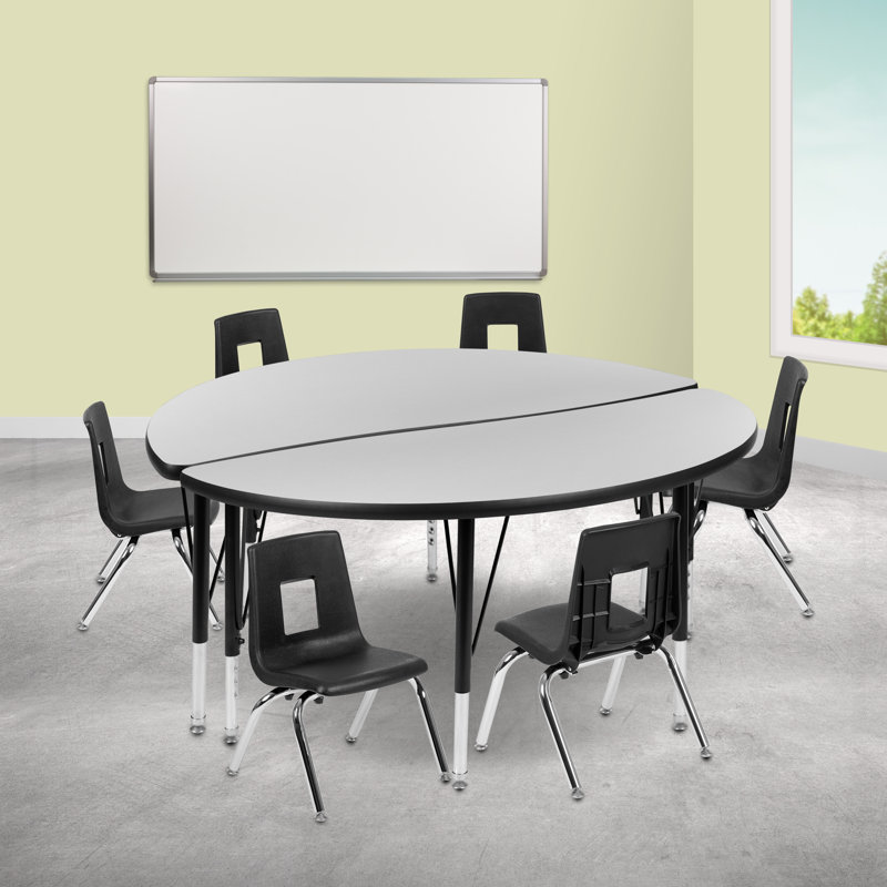 Ensemble de table d'activités flexibles en stratifié 47,5 po Goddard, L 60 po x l 60 po, hauteur réglable : 16,2 po à, Gris