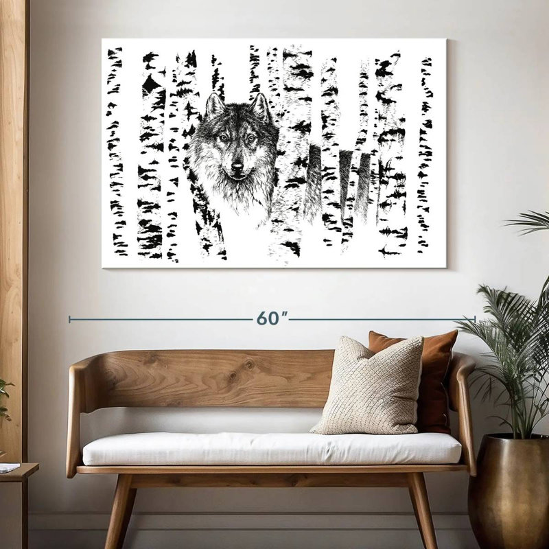 Harnek Birch Tree Forest Wolf, 34'' H x 51'' W