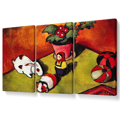 Walter Chen Toys by August Macke - 3 Piece Wrapped Canvas Print