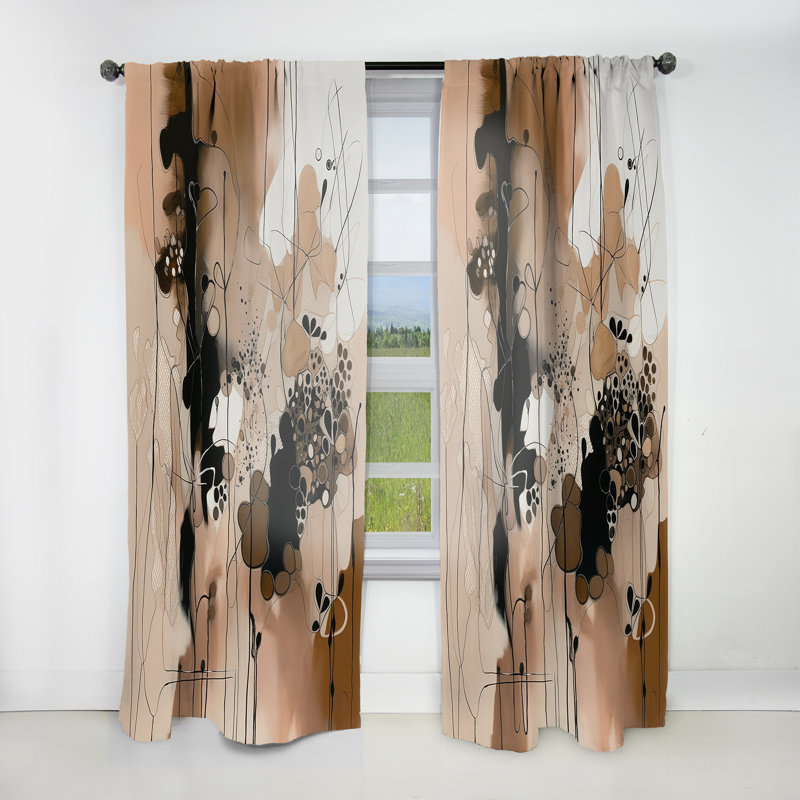 Brown And Black Artistic Freedom I - Modern Velvet Curtain - Room Darkening - 1 panel, 52" W x 95" L