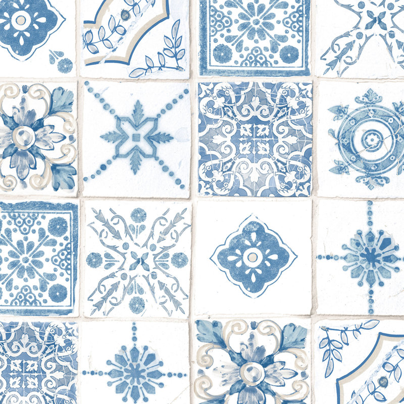 Baudette 10m x 52.8cm Matte Paste the Wall Wallpaper Roll, Blue/Beige
