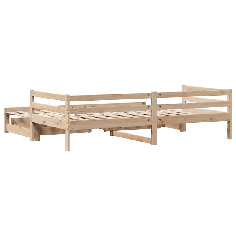 Blasingim Solid Wood Daybed with Trundle, Natural, 97.5 x 203.5 cm