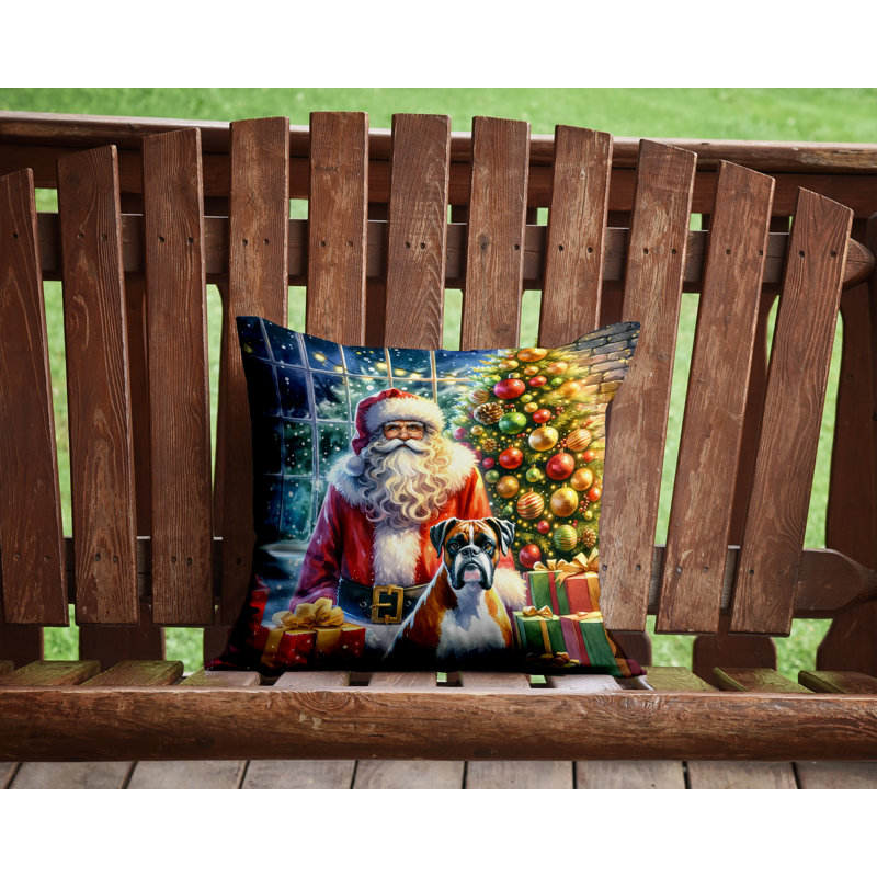 Coussin Boxer and Santa Claus, H 14 po x l 14 po