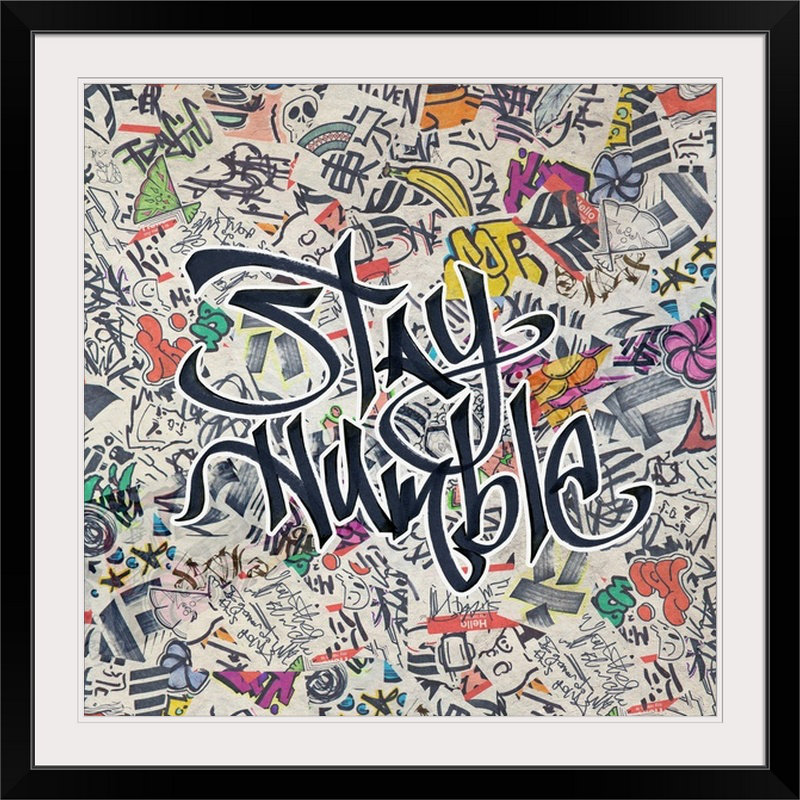 « stay modeste-inspiration urban inspiration », H 20" x l 20" x P 1", Cadre noir