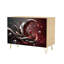 Buffet Buffet avec rangement à tourbillons métalliques abstraits sphères argent rouge avec 2 portes pour le salon et la cuisine