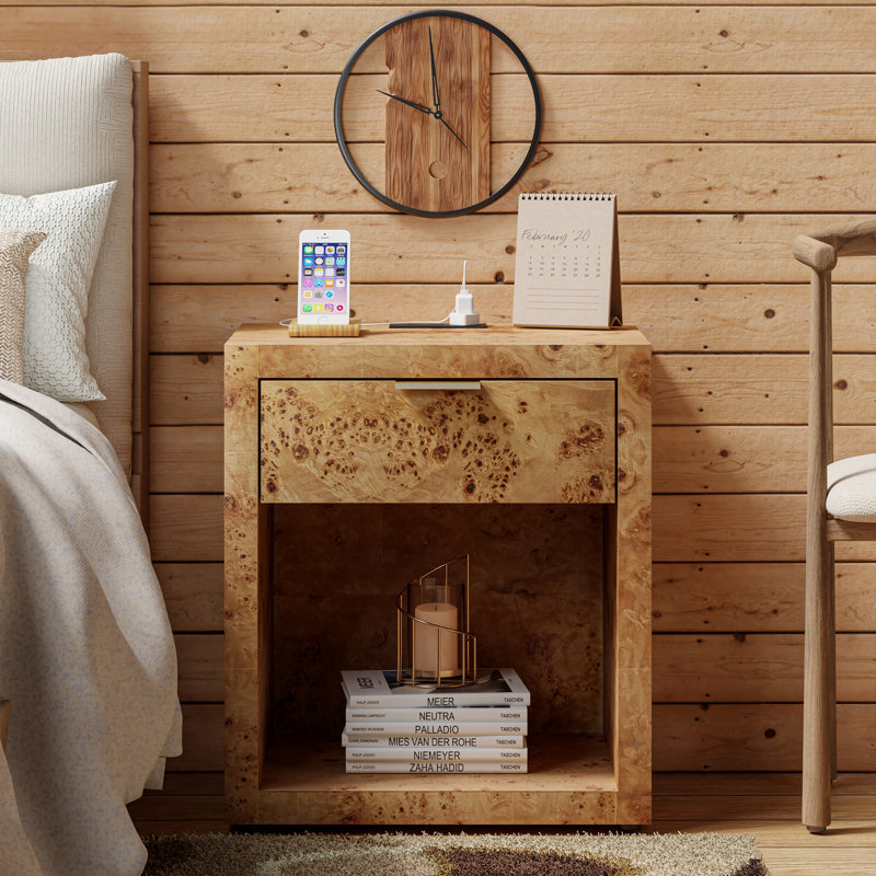 Table de chevet Manish Farmhouse, Rustic Farmhouseburl
