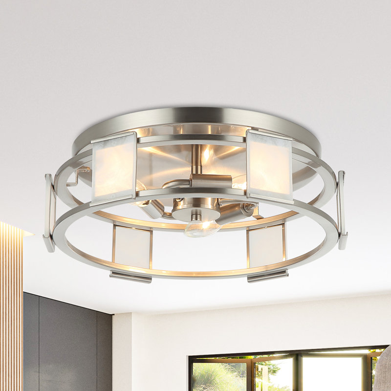 Plafonnier encastré moderne à 3 lumières en nickel satiné Greggery