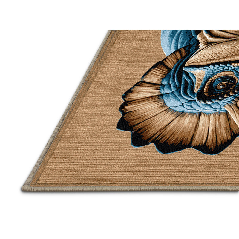 Machine Washable Dinosaurs Brown Area Rug, Square 7'