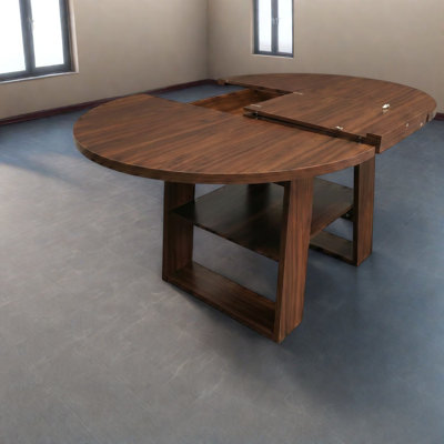 Tables de salle à manger extensibles (table seule, sans chaises, avec plateau et pieds) avec rangement, en bois de noyer, style moderne pour la cuisine