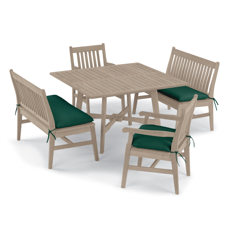 ensemble de salle à manger 5 pièces avec coussins Myres, Vert