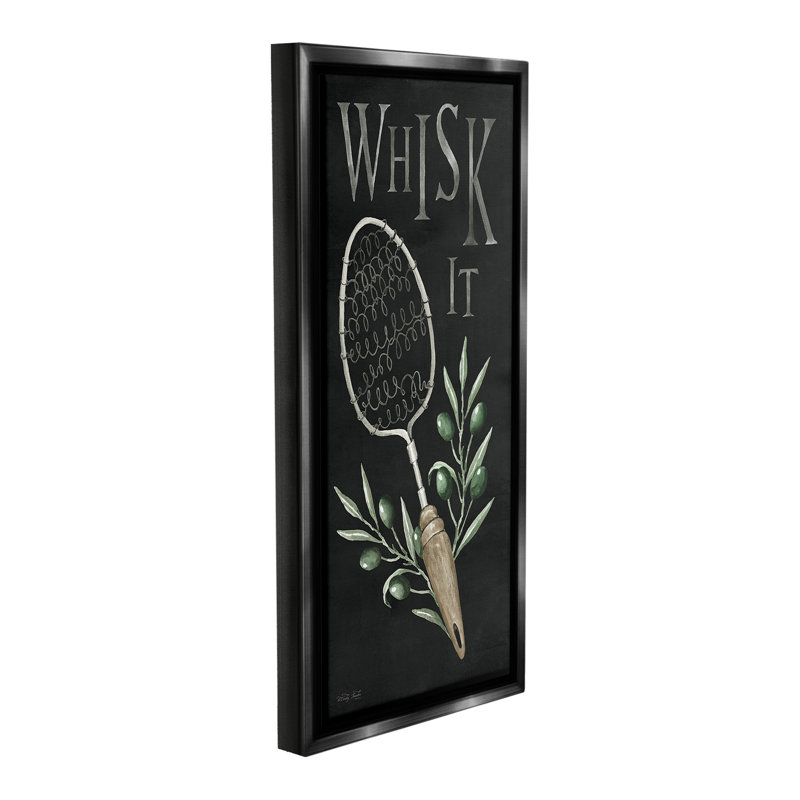 «Whisk It Vintage Kitchen» par Deb Strain sur toile, Cadre flottant noir de jais, H 31 po x l 14 po