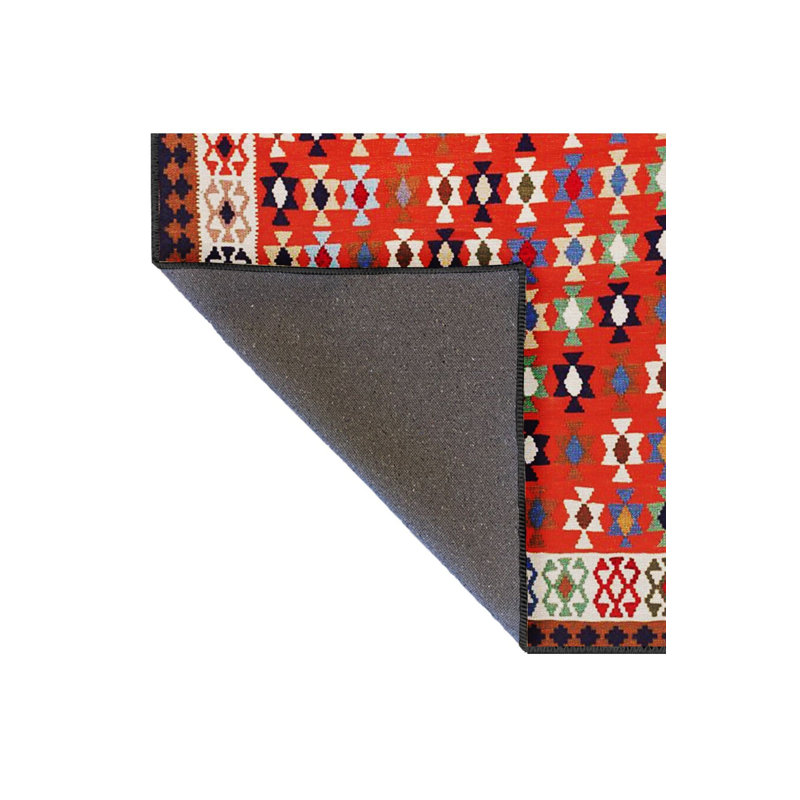 Tapis décoratif lavable à la machine multicolore blanc, Sous-tapis rectangulaire de 3 pi 3 po x 4 pi 11 po