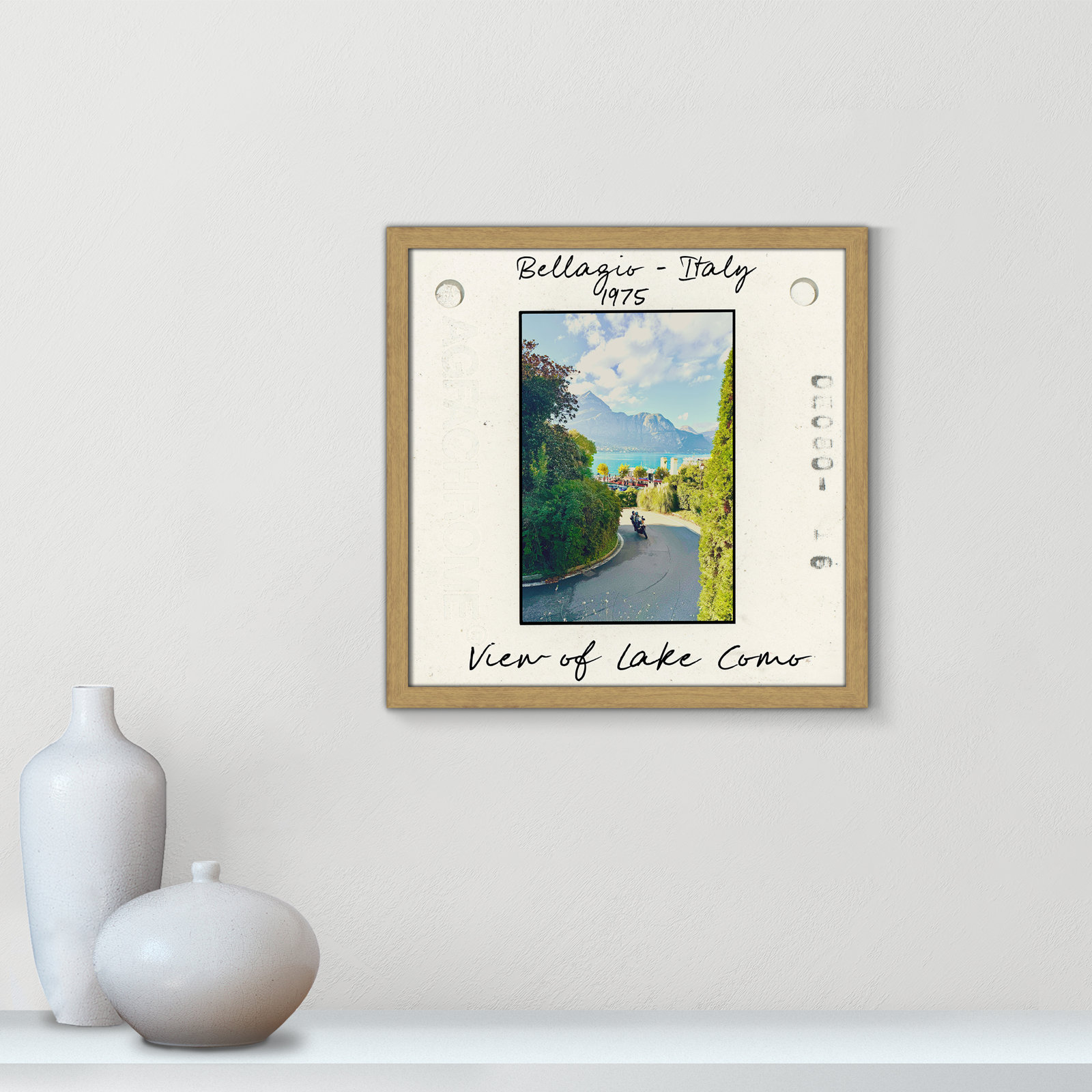 Ritona "Bellagio, Italy - Lake Como" Print, Natural Single Picture Framed Paper, 17" H x 17" W x 0.75" D