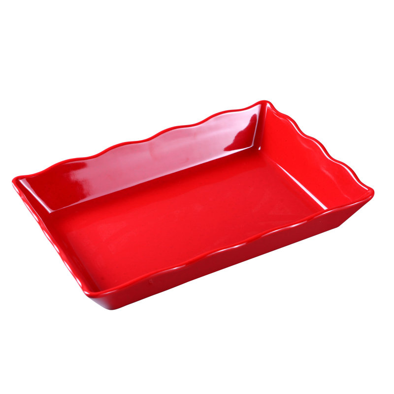 Plateau en mélamine Deli Collection Deli, L 14 po x l 9,5 po x H 2 po, Rouge / Noir