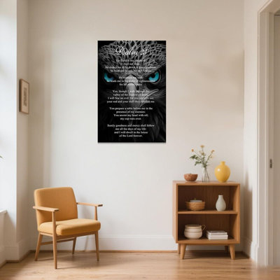 Chrétien, art mural sur toile, psaume, 23 images bibliques, peinture de la faune, versets de la Bible, œuvre d'art de Jésus pour le bureau (24 po x 36 po)