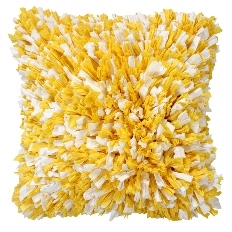 Coussin de papier de soie à poils longs (insert inclus), H 18 po x l 18 po x P 2 po, Jaune