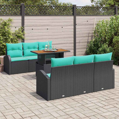 Ensemble de canapé de jardin avec coussin manuel 7 pièces