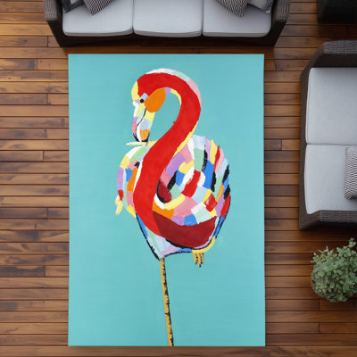 Colorful Flamingo Bird Bedroom Outdoor Area Rug | Home Decor