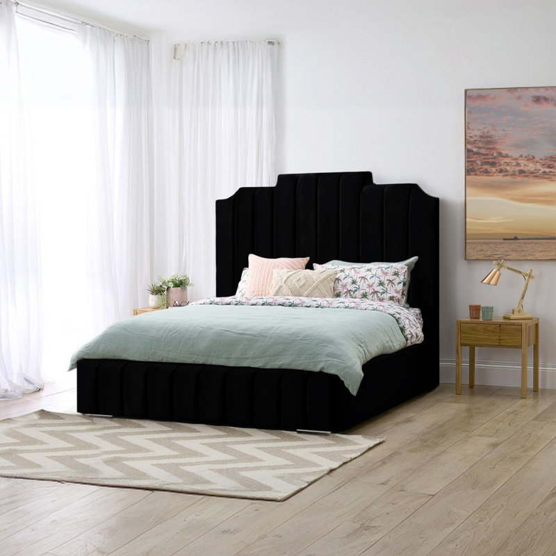 Alyshea Upholstered Bed, Black, Super King (6')