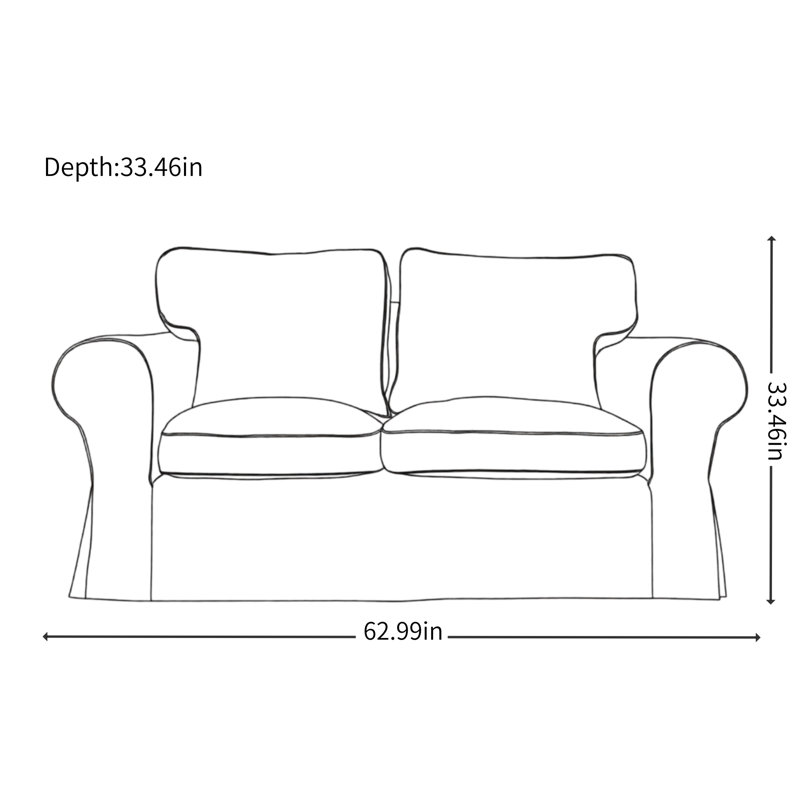 Canapé en tissu American Country-Style Creative, L 62,99 po, Tissu blanc cassé