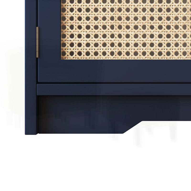 Rattan bench with storage cabinet