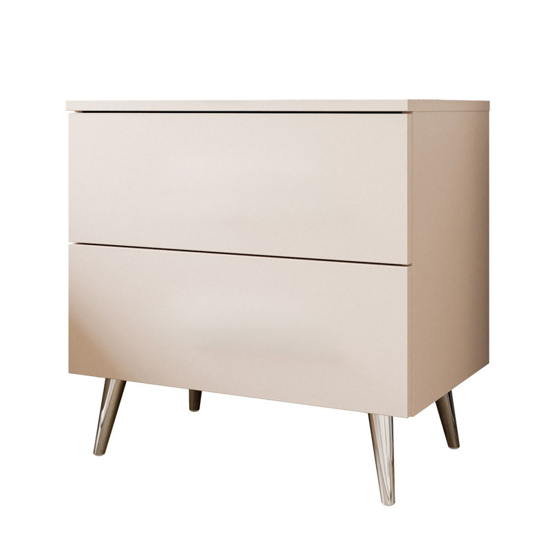 Nassawadox 55cm W Metal Bedside Table, Cashmere/silver