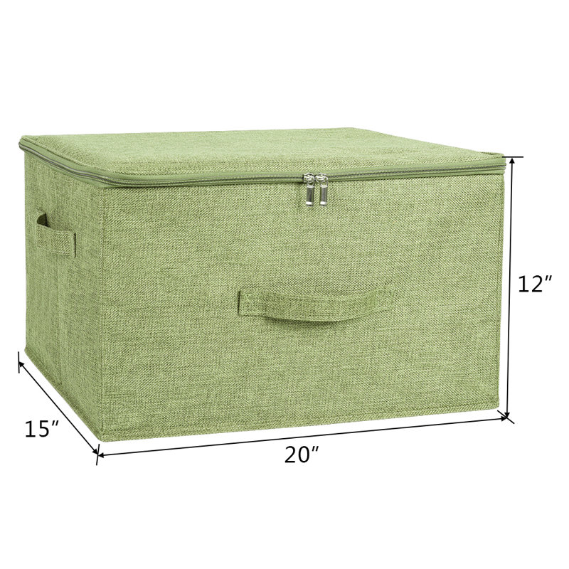 Grande boîte de rangement en tissu, H 12 po x l 20 po x P 15 po, Vert