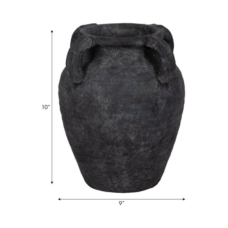 Handmade Ceramic / Porcelain Table Vase, 10" H x 9" W x 9" D, Black