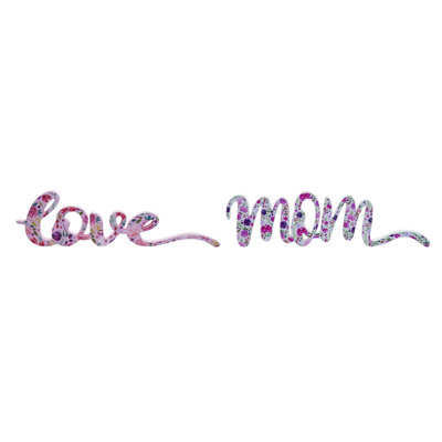  Ensemble de 2 décorations printanières en panneau de fibres à densité moyenne Love / Mom