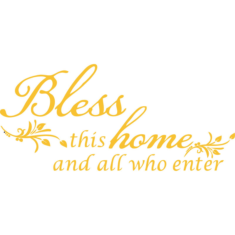 Décalcomanie murale «Bless this home and all qui entre» , H 15 po x l 32 po, Noir lustré