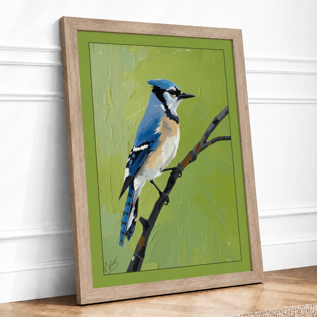 Blue Jay on Branch Naturalistic Framed Art Print