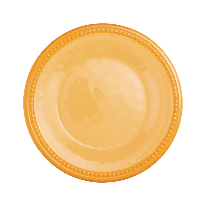 6-Piece Beaded 8 1/2" Melamine Plate, Yellow
