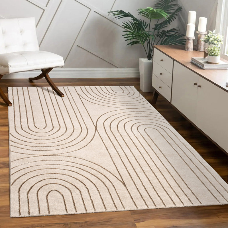 Tapis moderne pour salon avec design tourbillon bohème, Rectangle 2 pi 8 po x 4 pi 11 po