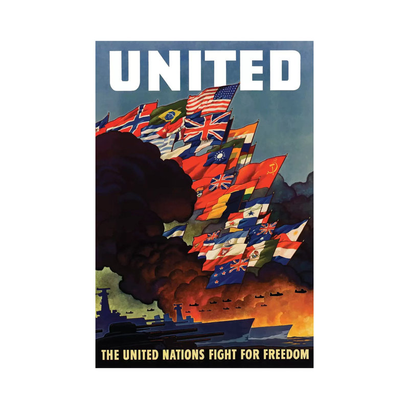 WWII Poster the United Nations Fight for Freedom 1 Piece Wrapped Canvas Wall Art, 101.6 cm H x 66.04 cm W x 1.91 cm D
