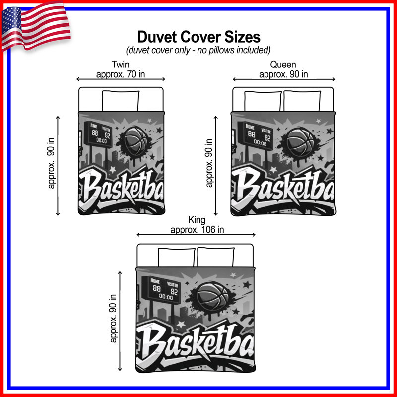 Housses de couette Basketball Graffiti Art, Lit simple