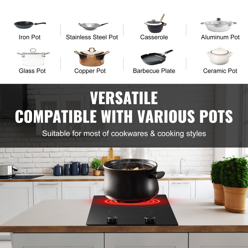 Surface de cuisson électrique intégrée en céramique 2 brûleurs 20,1 x 11,6 po