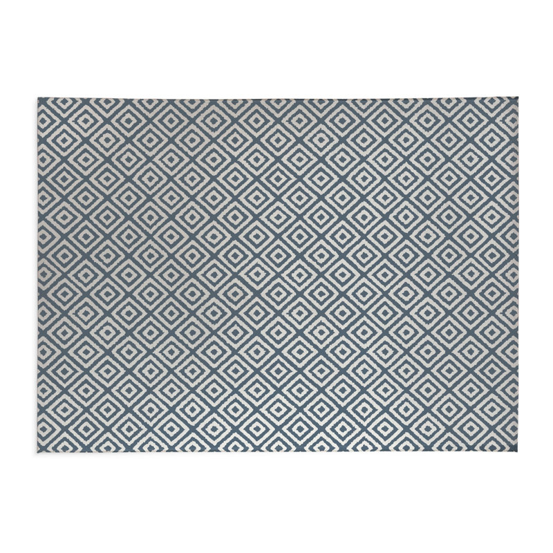 Tapis de cuisine léger antidérapant Ikat Grunge, Bleu, Rectangle 5 pi x 7 pi, Ikat Grunge