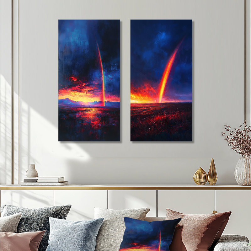 Rainbow After The Storm I - Collection d'art sur toile 2 pièces, 28" H x 25" W, Toile tendue