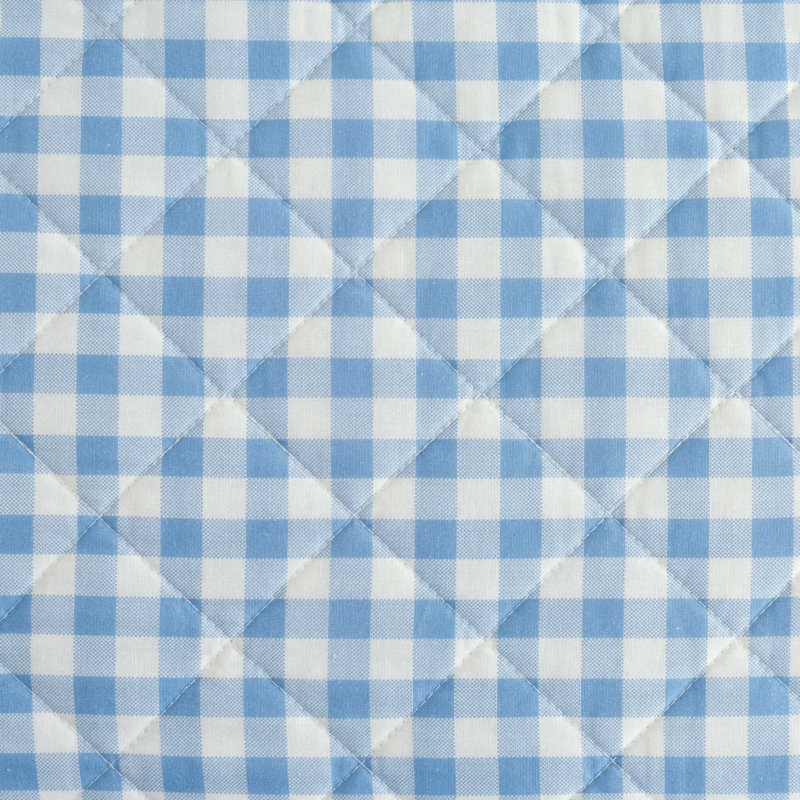 Martha Stewart Olivia Gingham Cotton Reversible Blue Quilt Set, Blue, Twin Quilt + 1 Standard Sham