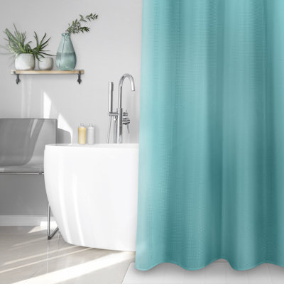  Rideau de douche tissé gaufré avec trous pour boutons