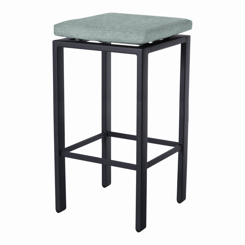 Aris Outdoor Bar Stool, Stitches Slate, Graphite, 31.25"